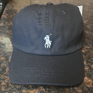 Ralph Lauren Black Polo Hat with White Embroidery